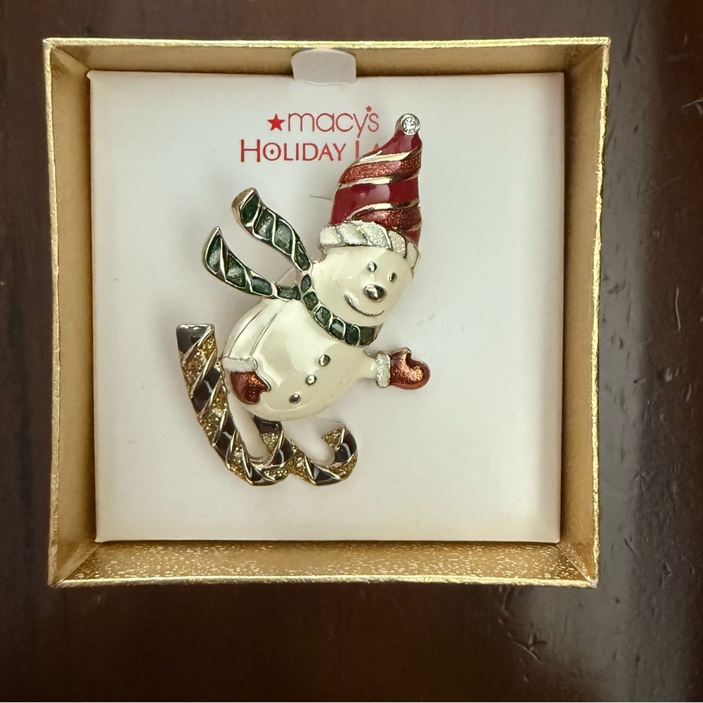 Macy's Holiday Lane snowman brooch